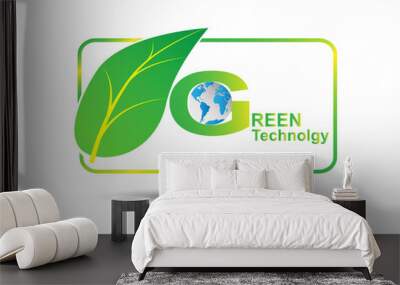 Concept and idea green leaf icon label infographic. Vector EPS10 Wall mural