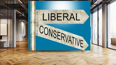 Liberal Conservative Road Signs Wall mural