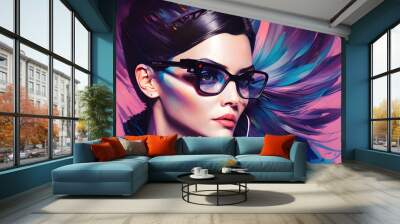 Mujer con gafas Wall mural