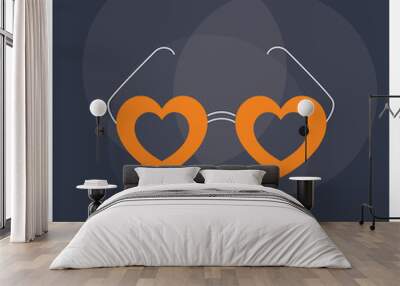  Heart glasses line icon Wall mural