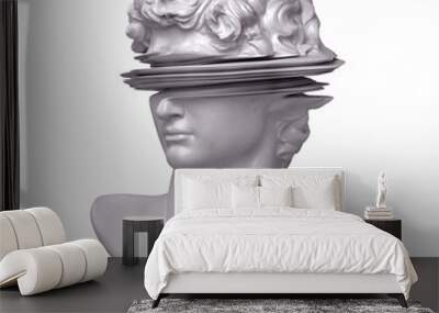 Glitch Art. 3D rendering concept illustration of glitch deformed classical head sculpture. Wall mural