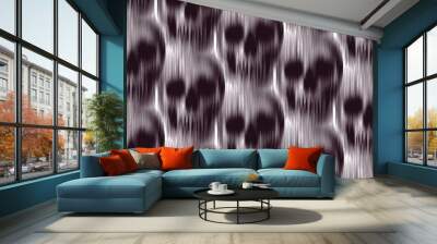 Vector seamless pattern of vertical motion blur smear black skull on white background Wall mural