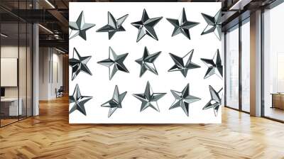 vector star studs set of 15 different elements illustration from 3d rendering. Wall mural