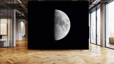 half moon or first quarter phase in a black sky. Wall mural