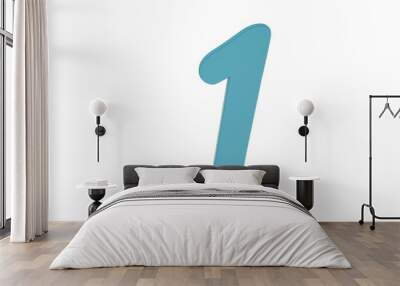 3D numeral one on white background Wall mural