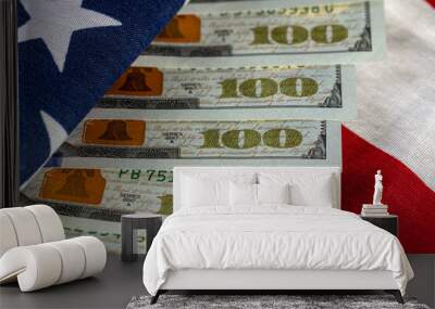 American dollars and the American flag Wall mural