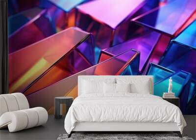 colorful glass 3d object, abstract wallpaper background
 Wall mural