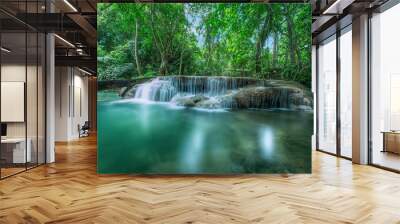 waterfall in forest Wall mural