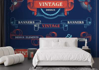 Vintage Banners and Ribbon Design Elements Wall mural