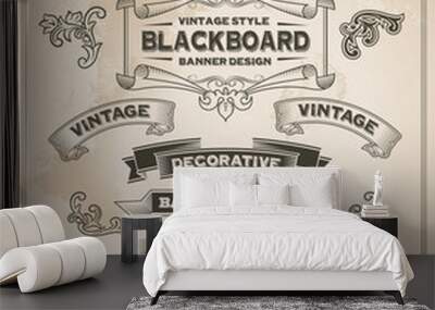 Vintage retro hand drawn banner set - vector illustration Wall mural