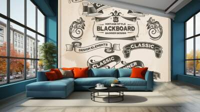 Vintage retro hand drawn banner set - vector illustration Wall mural