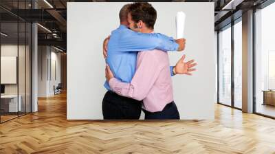 two businessmen hugging Wall mural