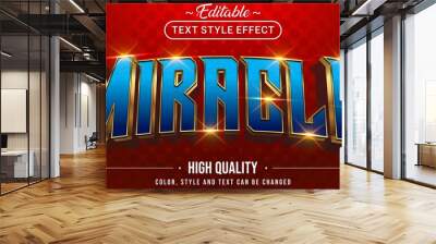 3D blue miracle text effect - Editable text effect Wall mural