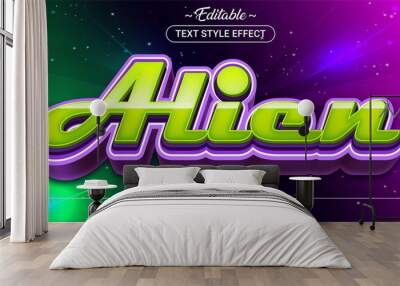 Editable text style effect - Alien theme style. Wall mural