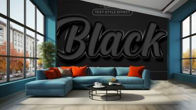 Editable text style effect - Black text style theme. Wall mural