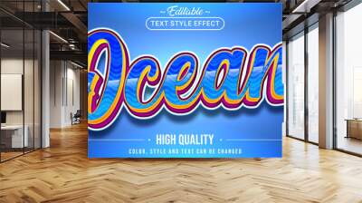 Editable text style effect - Blue Ocean text style theme. Wall mural