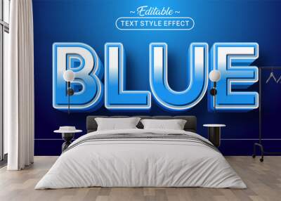 Editable text style effect - Blue text style theme. Wall mural