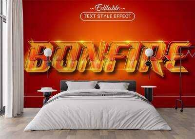 Editable text style effect - Bonfire text style theme. Wall mural