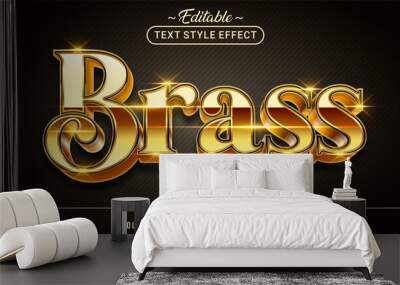 Editable text style effect - Brass text style theme. Wall mural