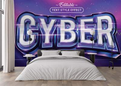 Editable text style effect - Cyber text style theme. Wall mural