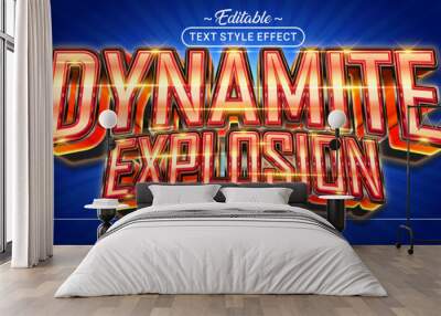 Editable text style effect - Dynamite Explosion text style theme. Wall mural