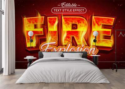 Editable text style effect - Fire Explosion text style theme. Wall mural