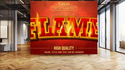 Editable text style effect - Flame text style theme. Wall mural