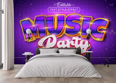 Editable text style effect - Music Party text style theme. Wall mural