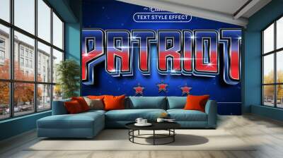 Editable text style effect - Patriot text style theme. Wall mural