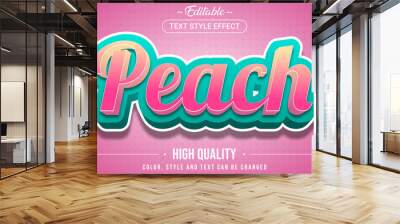 Editable text style effect - Peach theme style. Wall mural