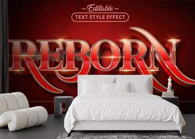 Editable text style effect - Red Reborn text style theme. Wall mural