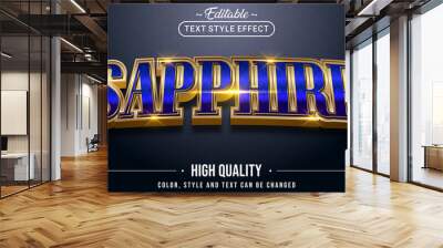 Editable text style effect - Sapphire text style theme. Wall mural