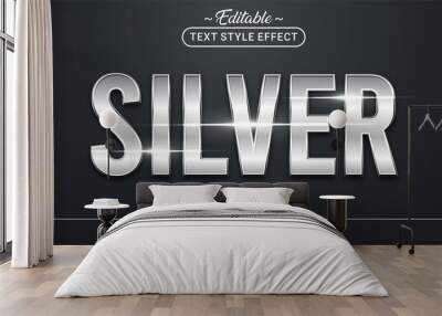 Editable text style effect - Silver theme style. Wall mural