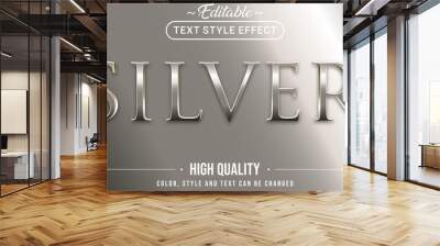 Editable text style effect - silver theme style. Wall mural