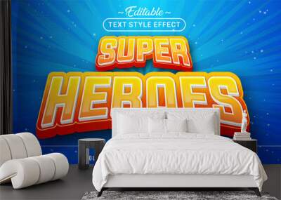 Editable text style effect - Super Heroes text style theme. Wall mural