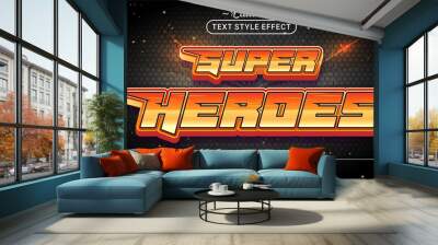 Editable text style effect - Super Heroes text style theme. Wall mural