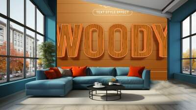 Editable text style effect - Wood theme style. Wall mural