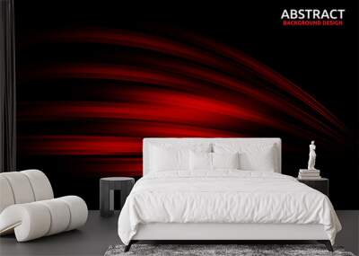 Modern black background with dynamic red lights effects. Wall mural