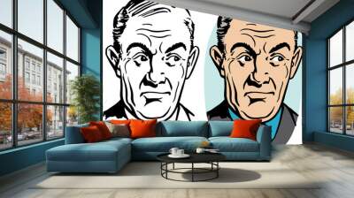 An older man with an annoyed expression on his face. Wall mural