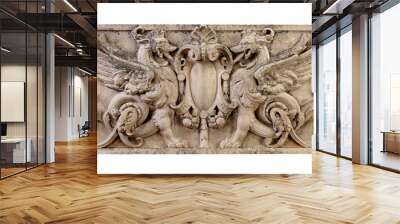 Phoenix stone carving with clipping path. Wall mural