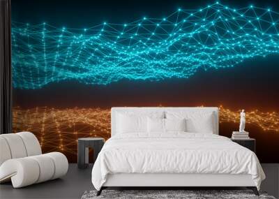 abstract network concept line connection (3d rendering) Wall mural