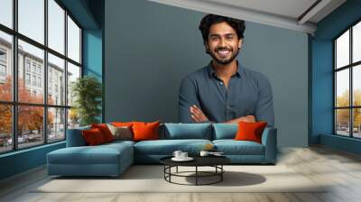 Indian man with crossed arms wearing a formal shirt Wall mural