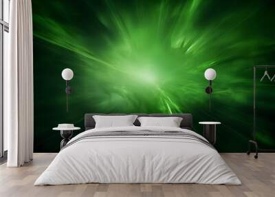 Dazzling Green Cosmic Flare Bursting with Ethereal Energy and Radiant Glow Wall mural