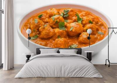 Delectable Chicken Tikka Masala Dish on White Background Wall mural