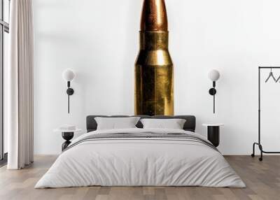 Isolated Metallic Bullet Ammunition on White Background Wall mural