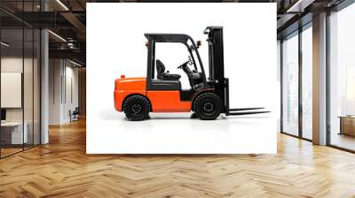 Powerful Forklift Truck for Industrial Logistics and Cargo Handling on White Background Wall mural