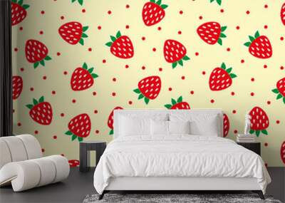 strawberry Seamless pattern. cartoon strawberry  background. Good for wallpaper, design for fabric and decor. Wall mural