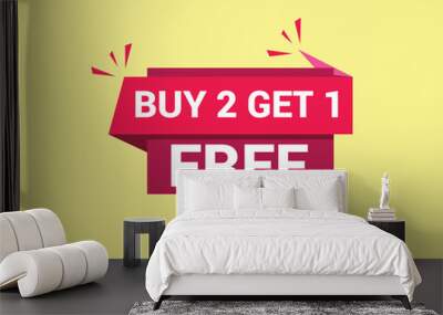 buy 2 get 1 free banner. Special offer banner, big sale, sale banner, banner design template. Wall mural