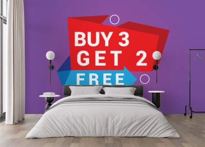 Buy 3 Get 2 Free Banner, Special Offer Banner, Big Sale, Sale Banner, Banner Design Template. Wall mural