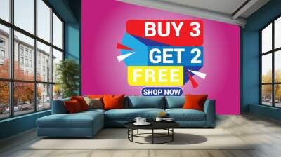 Buy 3 Get 2 Free Banner, Special Offer Banner, Big Sale, Sale Banner, Banner Design Template. Wall mural